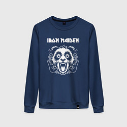 Свитшот хлопковый женский Iron Maiden rock panda, цвет: тёмно-синий