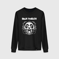 Свитшот хлопковый женский Iron Maiden rock panda, цвет: черный