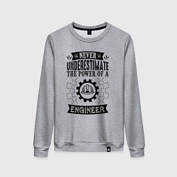 Свитшот хлопковый женский Never underestimate the power of a engineer, цвет: меланж
