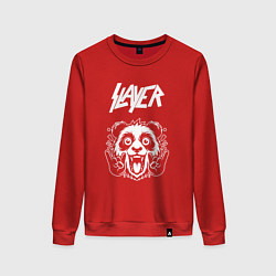 Свитшот хлопковый женский Slayer rock panda, цвет: красный
