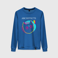 Свитшот хлопковый женский Architects rock star cat, цвет: синий