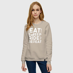 Свитшот хлопковый женский Есть спать кататься, цвет: миндальный — фото 2