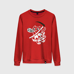 Свитшот хлопковый женский Кот с косой, цвет: красный