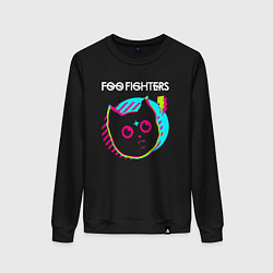 Свитшот хлопковый женский Foo Fighters rock star cat, цвет: черный