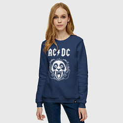 Свитшот хлопковый женский AC DC rock panda, цвет: тёмно-синий — фото 2