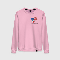 Свитшот хлопковый женский Im an American - motto, цвет: светло-розовый