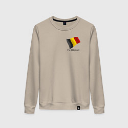Свитшот хлопковый женский Im Belgian - motto, цвет: миндальный