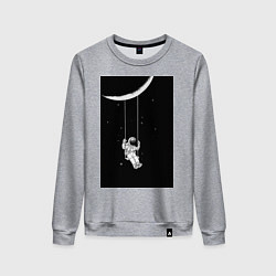 Женский свитшот Космонавт на качелях планета