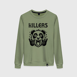 Свитшот хлопковый женский The Killers - rock panda, цвет: авокадо