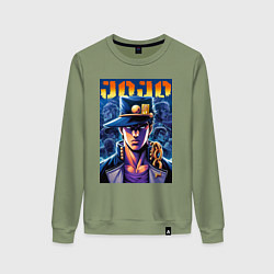 Свитшот хлопковый женский Jojo - Jotaro Kujo ai art, цвет: авокадо