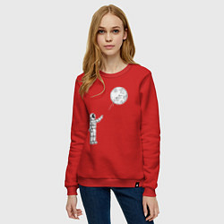 Свитшот хлопковый женский Space balloon, цвет: красный — фото 2