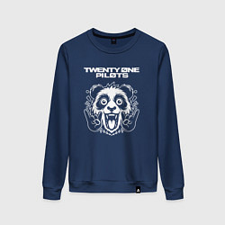 Свитшот хлопковый женский Twenty One Pilots rock panda, цвет: тёмно-синий