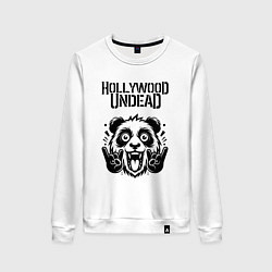 Свитшот хлопковый женский Hollywood Undead - rock panda, цвет: белый