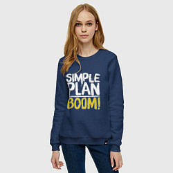 Свитшот хлопковый женский Simple plan - boom, цвет: тёмно-синий — фото 2