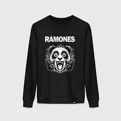 Свитшот хлопковый женский Ramones rock panda, цвет: черный