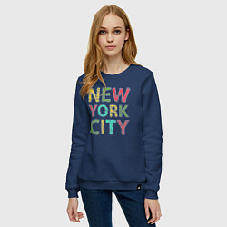 Свитшот хлопковый женский New York city colors, цвет: тёмно-синий — фото 2