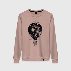 Свитшот хлопковый женский Космический воздушный шар, цвет: пыльно-розовый