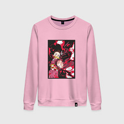 Свитшот хлопковый женский Клинок рассекающий демонов Незуко demon slayer nez, цвет: светло-розовый