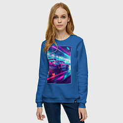 Свитшот хлопковый женский Nissan Skyline GT-R на скорости, цвет: синий — фото 2