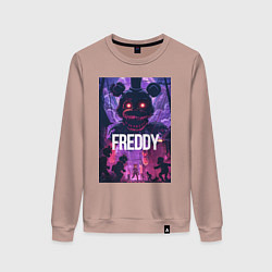 Свитшот хлопковый женский Freddy - мишка Фредди, цвет: пыльно-розовый