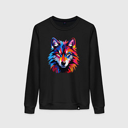 Женский свитшот Красочный волк поп арт
