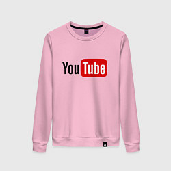 Свитшот хлопковый женский You tube logo, цвет: светло-розовый