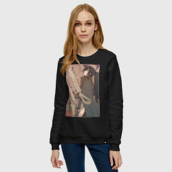 Свитшот хлопковый женский Усянь Вэй с катаной, цвет: черный — фото 2