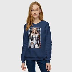 Свитшот хлопковый женский Кибер Барби - нейросеть фантазия, цвет: тёмно-синий — фото 2