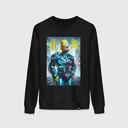 Женский свитшот Homer Simpson - neon glow ai art