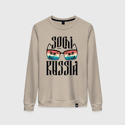 Свитшот хлопковый женский Сочи курорт России, цвет: миндальный