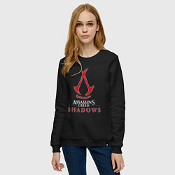 Свитшот хлопковый женский Assassins creed shadows logo, цвет: черный — фото 2