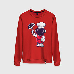 Свитшот хлопковый женский Повар космонавт, цвет: красный