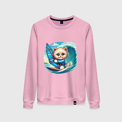 Женский свитшот Котик и виндсерфинг