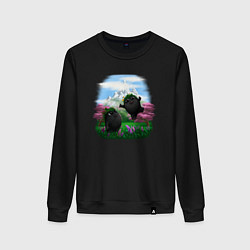 Свитшот хлопковый женский Духи леса, цвет: черный