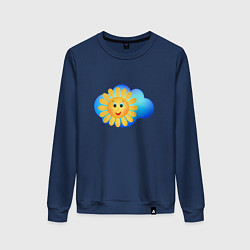Свитшот хлопковый женский Веселое солнце, цвет: тёмно-синий
