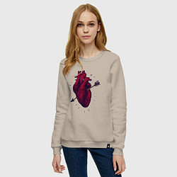 Свитшот хлопковый женский Be my valentine, цвет: миндальный — фото 2