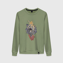 Свитшот хлопковый женский Бурый, цвет: авокадо