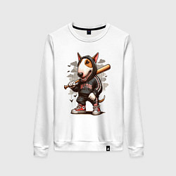 Свитшот хлопковый женский Bully with a baseball bat - ai art fantasy, цвет: белый