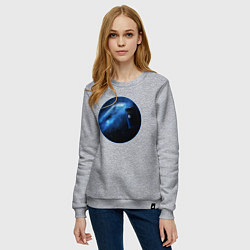 Свитшот хлопковый женский Тардис в космическом пространстве, цвет: меланж — фото 2