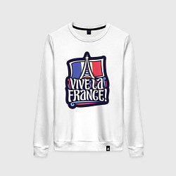 Свитшот хлопковый женский Viva la France, цвет: белый