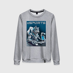 Женский свитшот Крутой волчара киберспортсмен - нейросеть