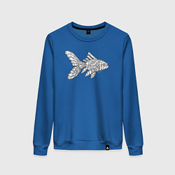 Свитшот хлопковый женский Механическая рыбка, цвет: синий