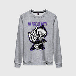 Свитшот хлопковый женский Смерть - привет из ада, цвет: меланж