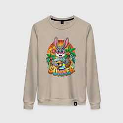 Женский свитшот Заяц играет на гитаре жарким летом