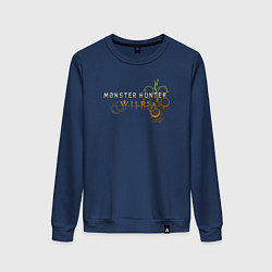Свитшот хлопковый женский Monster hunter wilds logo, цвет: тёмно-синий