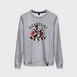 Свитшот хлопковый женский Kickboxing style, цвет: меланж