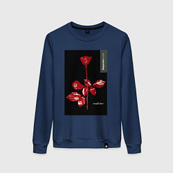 Свитшот хлопковый женский Depeche mode rose, цвет: тёмно-синий