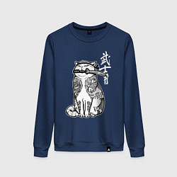 Женский свитшот Кот самурай - сёто в зубах