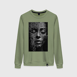 Свитшот хлопковый женский Нейросети-абстрактное лицо девушки, цвет: авокадо