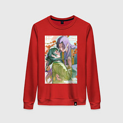 Свитшот хлопковый женский Монолог фармацевта Жэньши Маомао объятия, цвет: красный